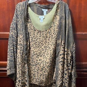Florissant vintage women’s two piece Leopard Print shell and duster size 3X NWT